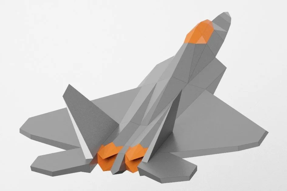 Plantilla PDF Low Poly de aviones de combate, F-22 Raptor - LACRAFTA Plantilla PDF Low Poly de aviones de combate, F-22 Raptor - LACRAFTA