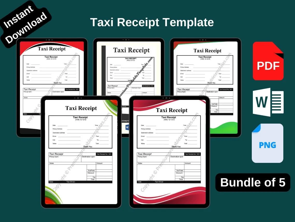 Plantilla de recibo de taxi Pack de 5 - Etsy México Plantilla de recibo de taxi Pack de 5 - Etsy México