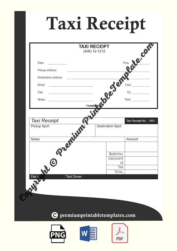 Plantilla de recibo de taxi Pack de 5 - Etsy México Plantilla de recibo de taxi Pack de 5 - Etsy México