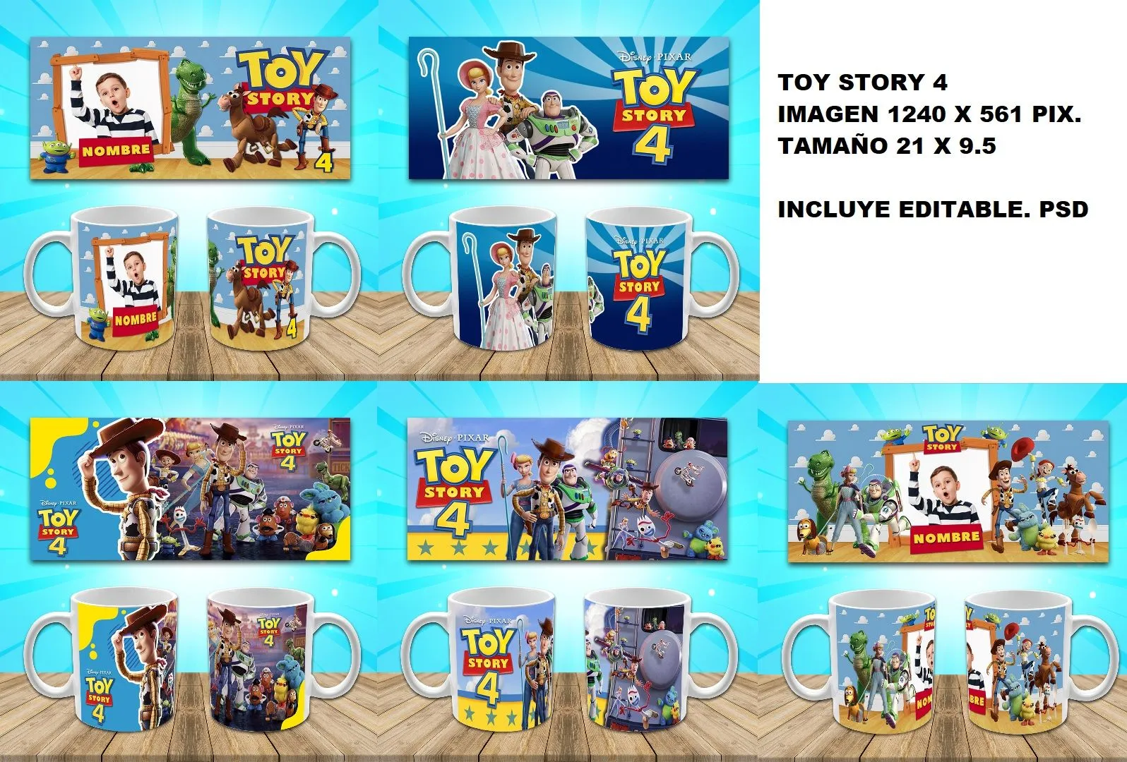 Plantilla para Taza Toy Story | Fluxi Plantilla para Taza Toy Story | Fluxi