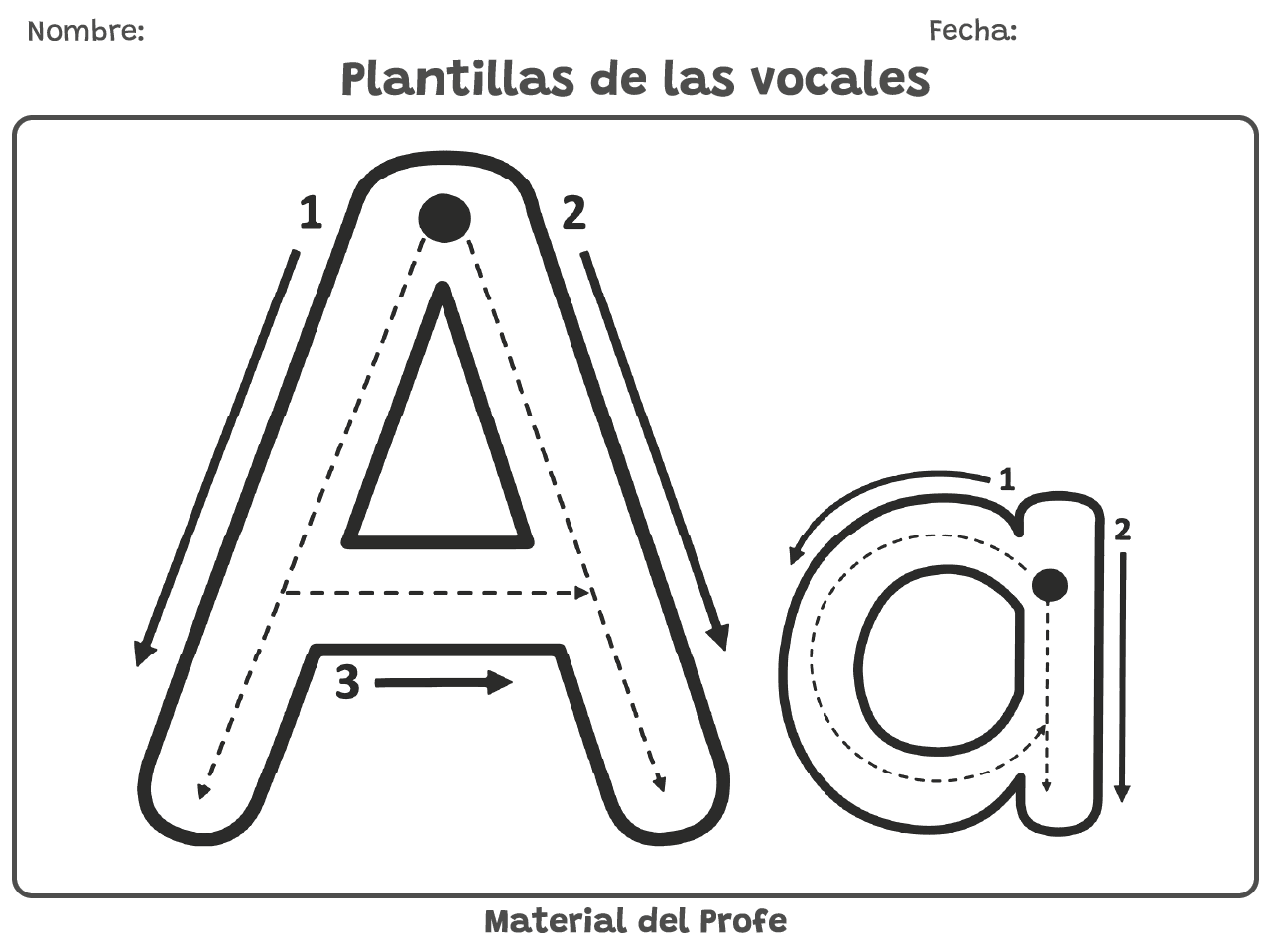 Plantilla de las vocales | Material del Profe 2023 Plantilla de las vocales | Material del Profe 2023