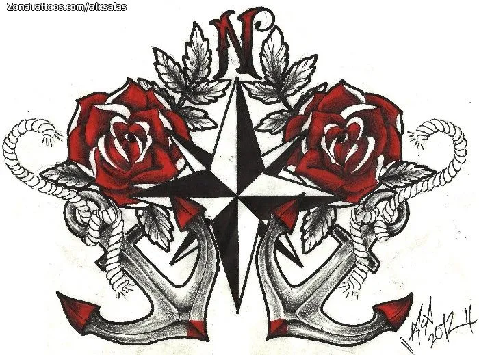 Plantilla/Diseño Tatuaje de ALXSALAS - Rosa de los vientos Rosas ... Plantilla/Diseño Tatuaje de ALXSALAS - Rosa de los vientos Rosas ...