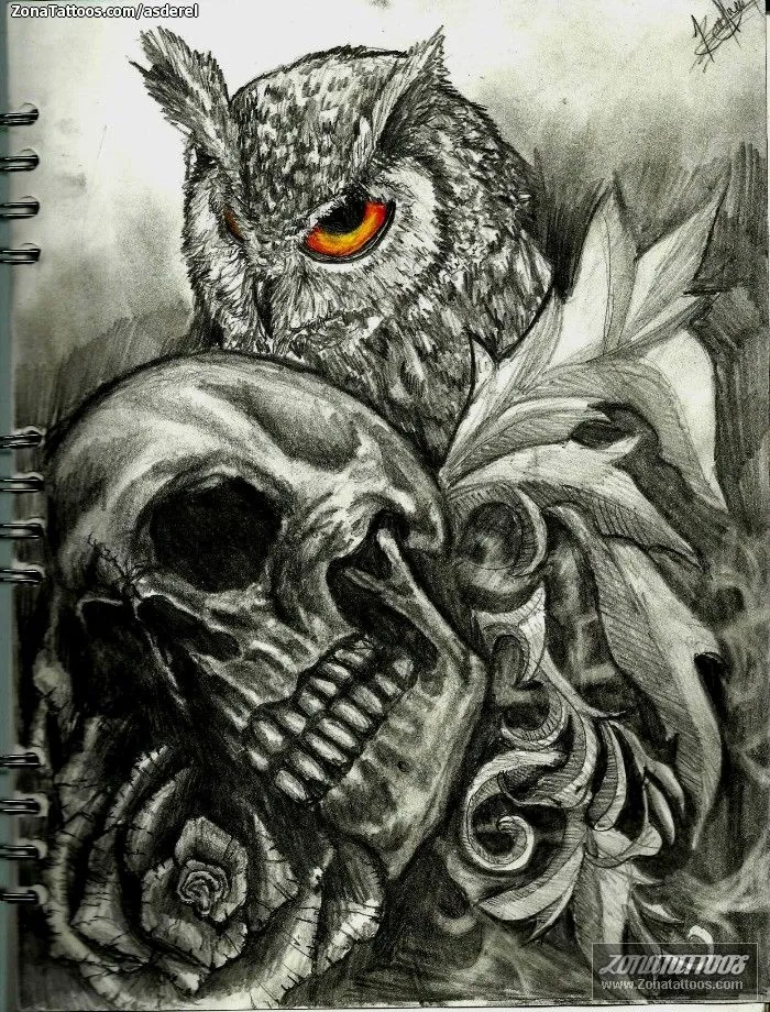 Plantilla/Diseño Tatuaje de asderel - Calaveras Búhos Aves Plantilla/Diseño Tatuaje de asderel - Calaveras Búhos Aves