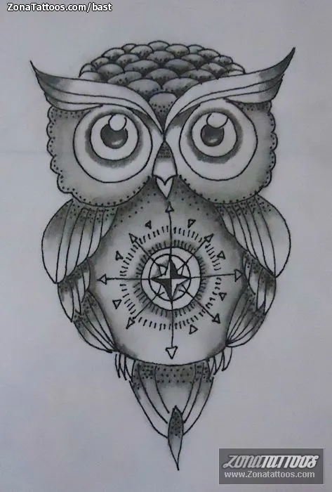 Plantilla/Diseño Tatuaje de bast - Búhos Aves Animales Plantilla/Diseño Tatuaje de bast - Búhos Aves Animales