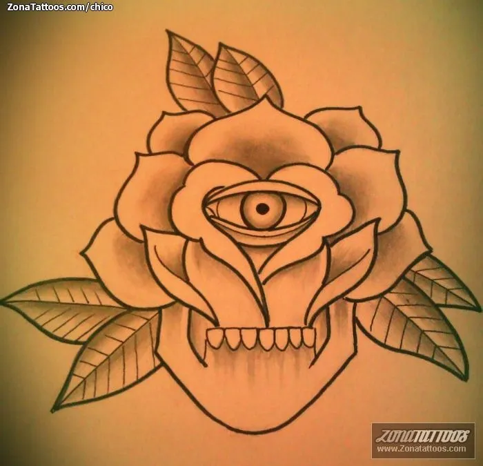 Plantilla/Diseño Tatuaje de chico - Rosas Flores Ojos Plantilla/Diseño Tatuaje de chico - Rosas Flores Ojos