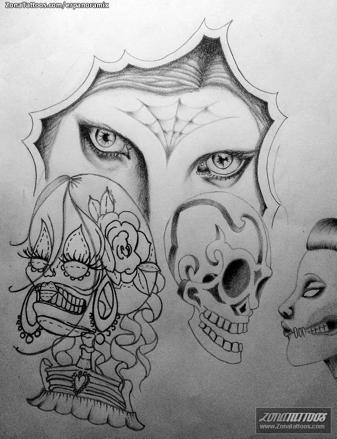 Plantilla/Diseño Tatuaje de erpanoramix - Chicanos Catrinas Sugar ...