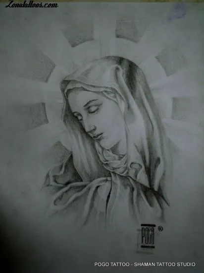 La virgen maria a lapiz - Imagui