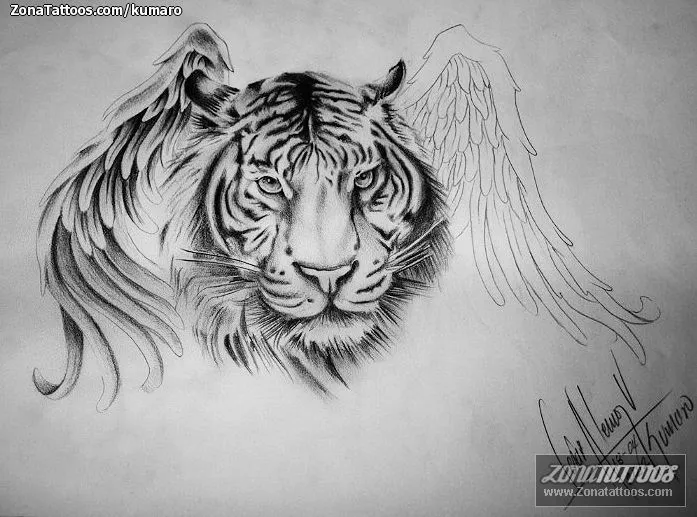 Plantilla/Diseño Tatuaje de kumaro - Tigres Alas Animales Plantilla/Diseño Tatuaje de kumaro - Tigres Alas Animales