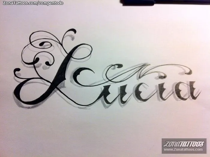 Plantilla/Diseño Tatuaje de rompantodo - Nombres Letras Lucía Plantilla/Diseño Tatuaje de rompantodo - Nombres Letras Lucía