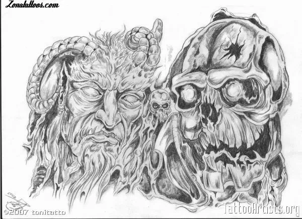 Plantilla/Diseño Tatuaje de tonitatu - Calaveras Demonios Góticos Plantilla/Diseño Tatuaje de tonitatu - Calaveras Demonios Góticos