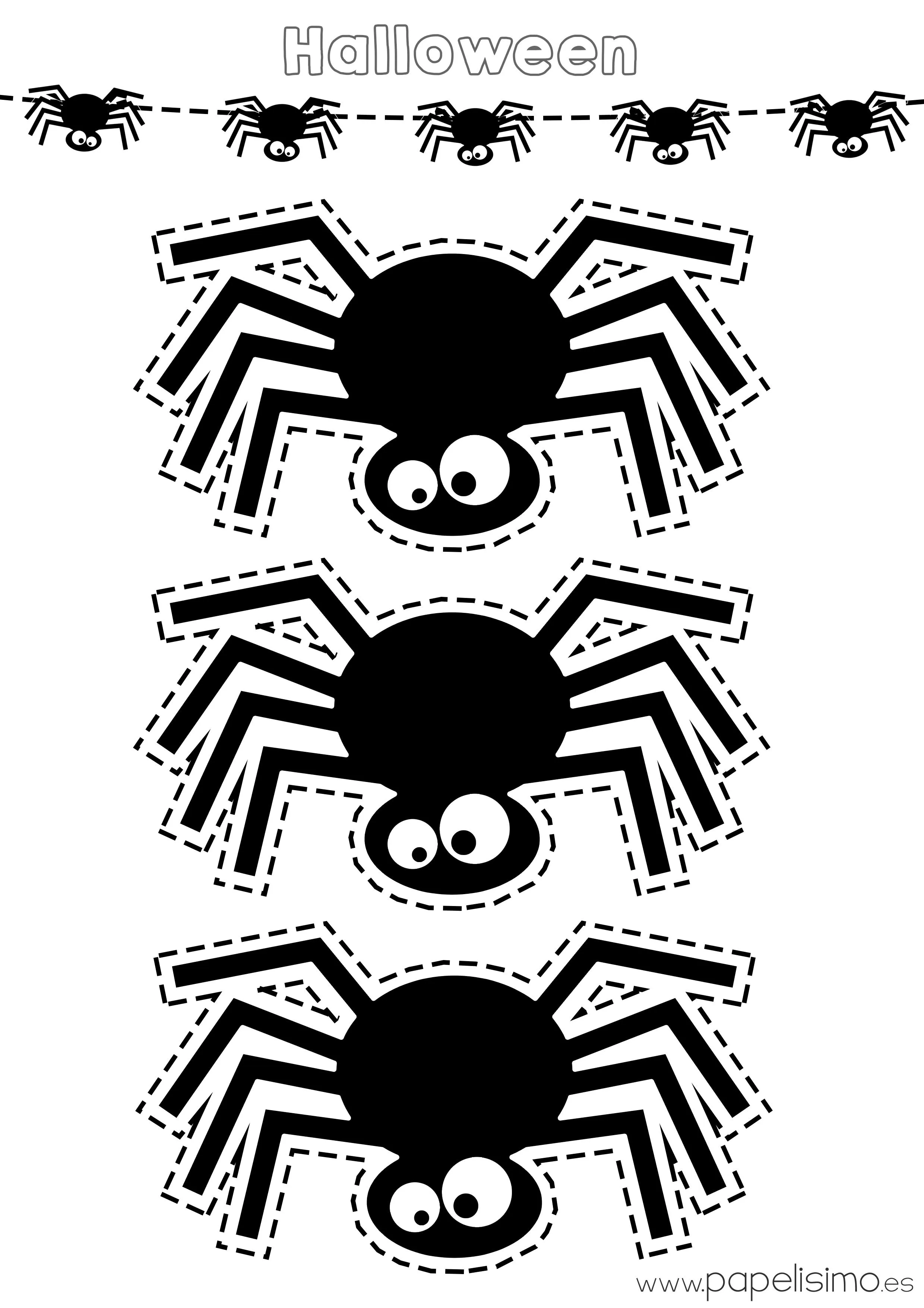 Plantillas de arañas de Halloween | Papelisimo Plantillas de arañas de Halloween | Papelisimo