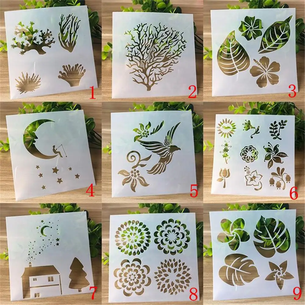 Plantillas de capas DIY para pintar, hojas de árbol, flores, álbum de  recortes para colorear, álbum de relieve, plantilla de tarjeta decorativa,  13cm, 1 pieza - AliExpress