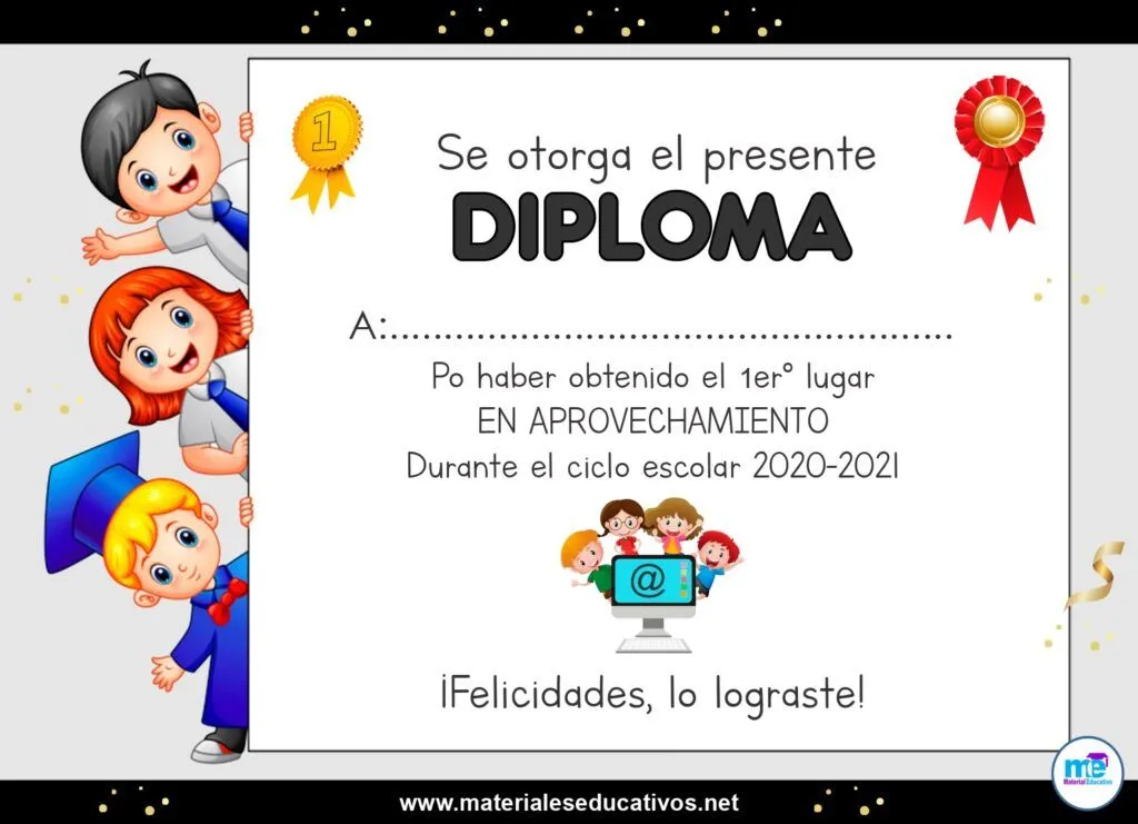 Plantillas Diplomas y Reconocimientos para los niños graduados del ciclo escolar 2021-2022 - Materiales Educativos Plantillas Diplomas y Reconocimientos para los niños graduados del ciclo escolar 2021-2022 - Materiales Educativos