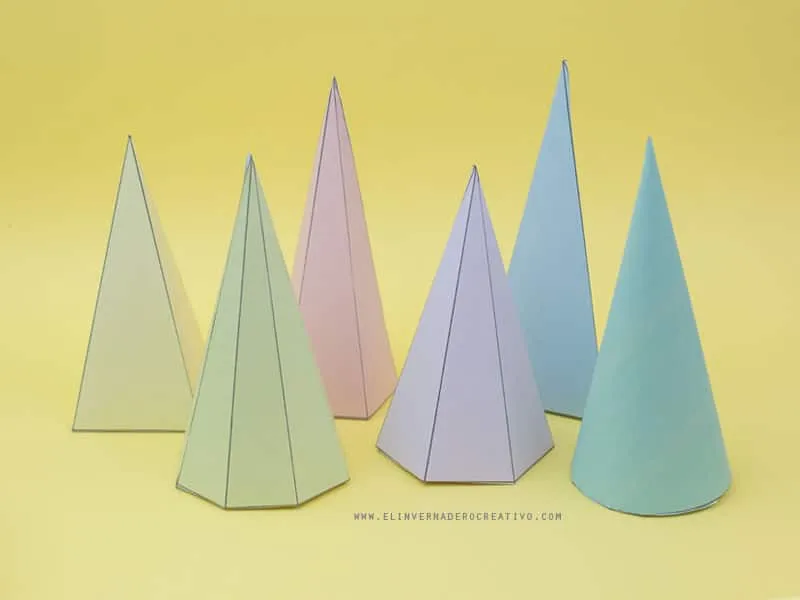 Plantillas de figuras geométricas: Cono y pirámides Plantillas de figuras geométricas: Cono y pirámides