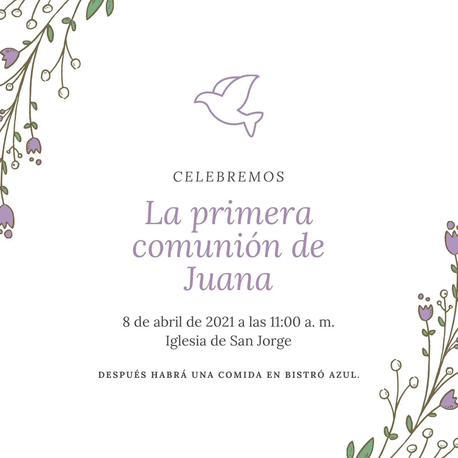 Plantillas de invitaciones de primera comunión gratuitas | Canva