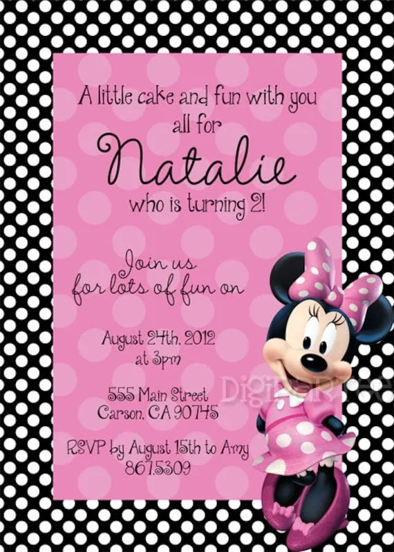 Invitación de Minnie Mouse por dpdesigns2012 en Etsy Invitación de Minnie Mouse por dpdesigns2012 en Etsy