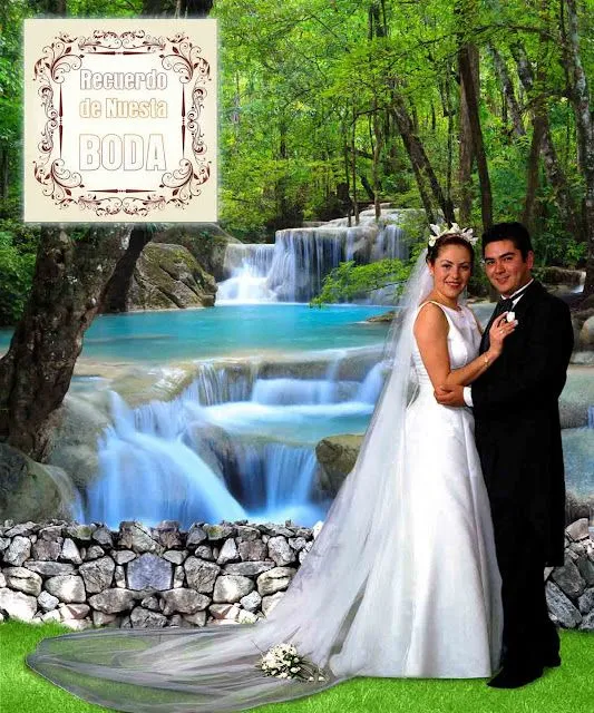 Plantillas para Photoshop 2014: Cascada para boda o XV años Plantillas para Photoshop 2014: Cascada para boda o XV años
