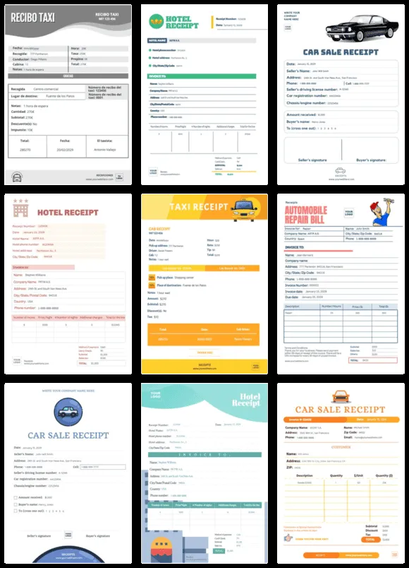 Plantillas de recibo de pago gratis
