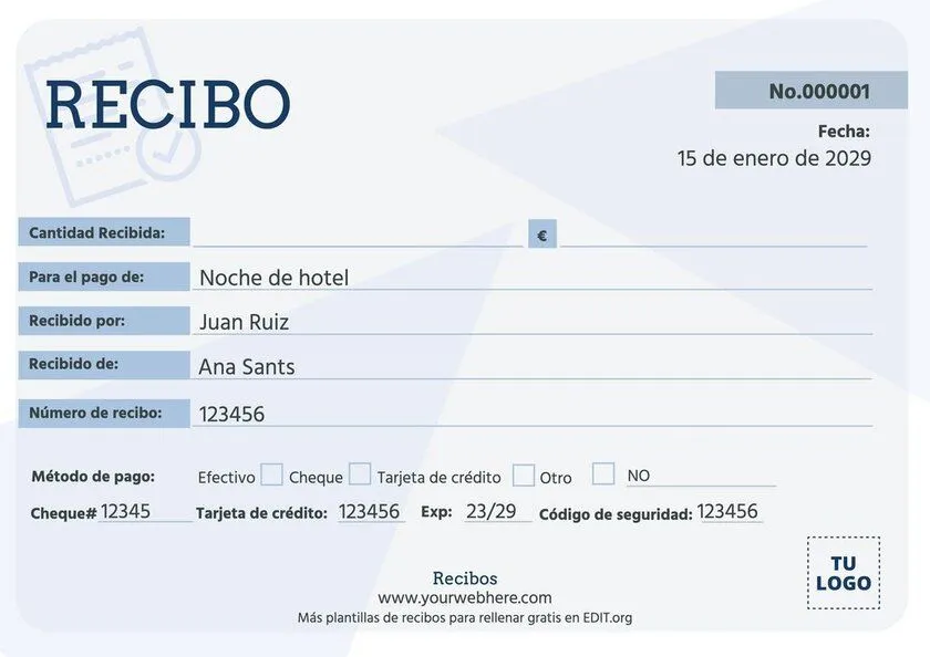 Plantillas de recibo de pago gratis