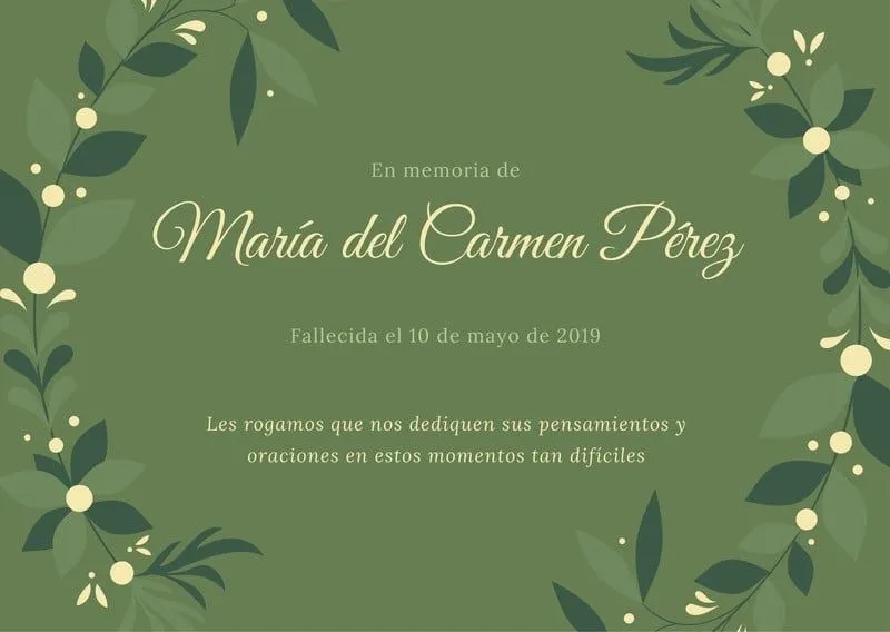 Plantillas de tarjetas para difuntos gratis | Canva Plantillas de tarjetas para difuntos gratis | Canva