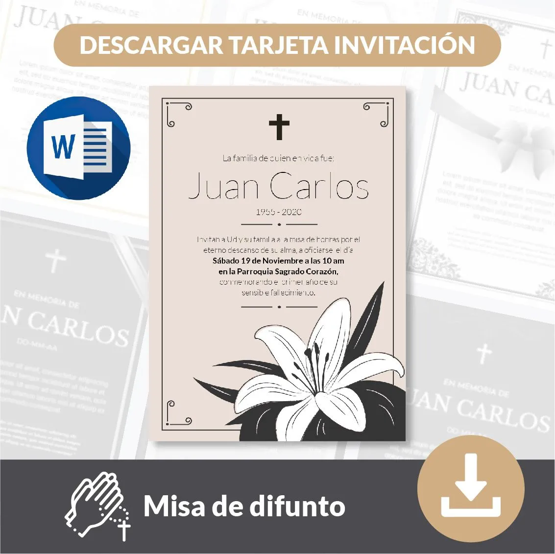 ▷ Plantillas para tarjetas de invitacion a misa de difuntos gratis - Misa  de difunto
