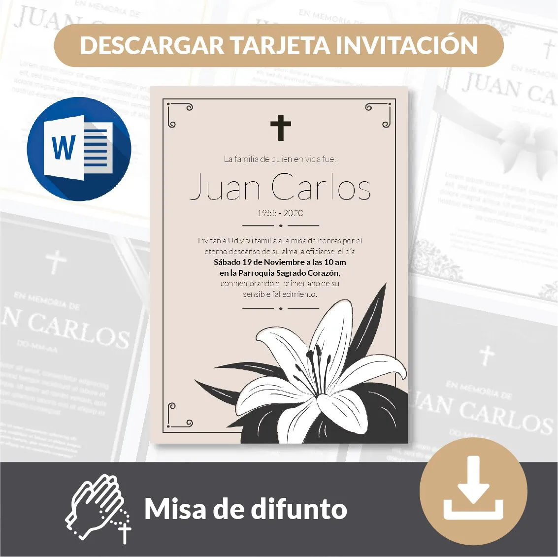 ▷ Plantillas para tarjetas de invitacion a misa de difuntos gratis - Misa de difunto ▷ Plantillas para tarjetas de invitacion a misa de difuntos gratis - Misa de difunto