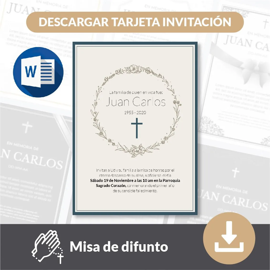 ▷ Plantillas tarjetas de invitacion para misa de difuntos para editar en word - Misa de difunto ▷ Plantillas tarjetas de invitacion para misa de difuntos para editar en word - Misa de difunto