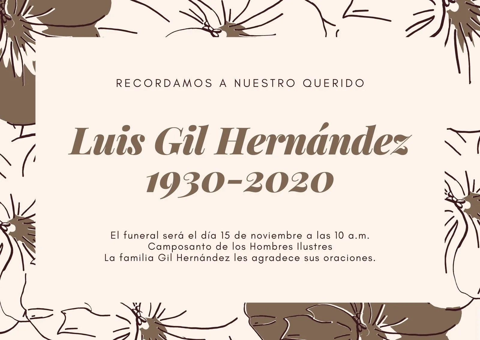 Plantillas de tarjetas de obituario gratis para editar | Canva