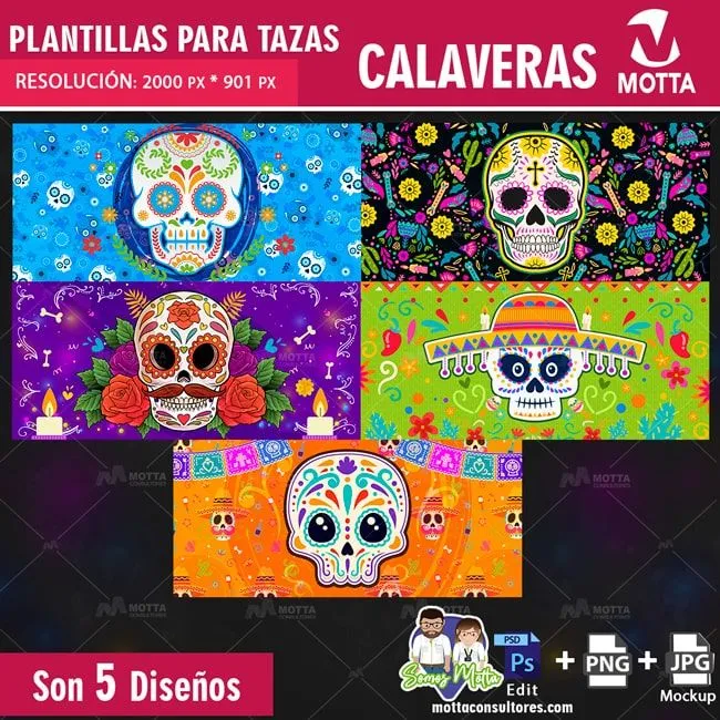 PLANTILLAS DE TAZAS GRATIS CALAVERAS DÍA DE LOS MUERTOS PLANTILLAS DE TAZAS GRATIS CALAVERAS DÍA DE LOS MUERTOS