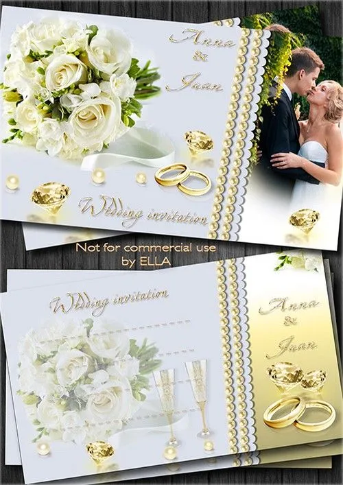 Plata y oro, invitaciones de boda, psd Plantilla PSD para Photoshop. Plata y oro, invitaciones de boda, psd Plantilla PSD para Photoshop.