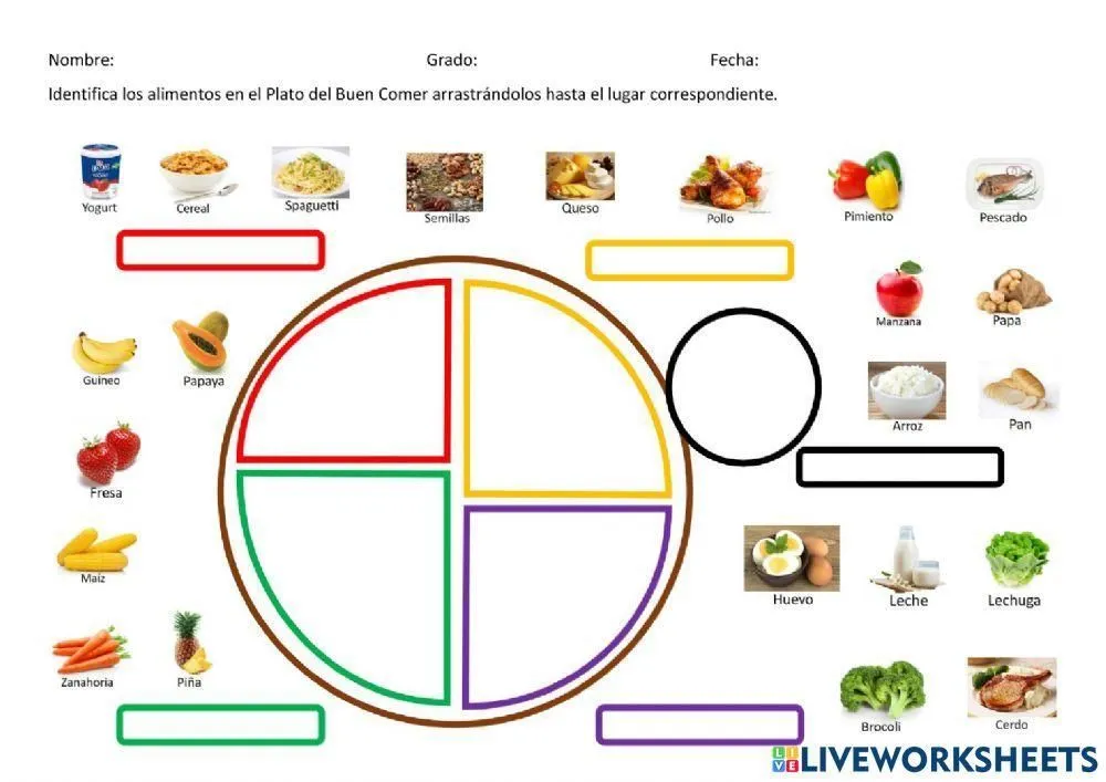 Plato del buen comer activity for Elemental | Live Worksheets Plato del buen comer activity for Elemental | Live Worksheets