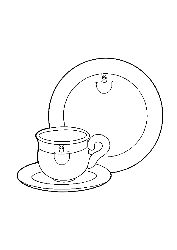 Plato y taza para colorear | Dibujos para colorear Plato y taza para colorear | Dibujos para colorear