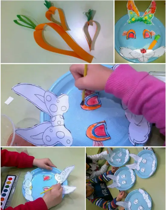 Platos decorados con una mascara de conejo -Manualidades Infantiles Platos decorados con una mascara de conejo -Manualidades Infantiles