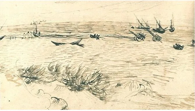 Playa, mar, y barcos pesqueros de Vincent van Gogh | 805 | Dibujos ... Playa, mar, y barcos pesqueros de Vincent van Gogh | 805 | Dibujos ...