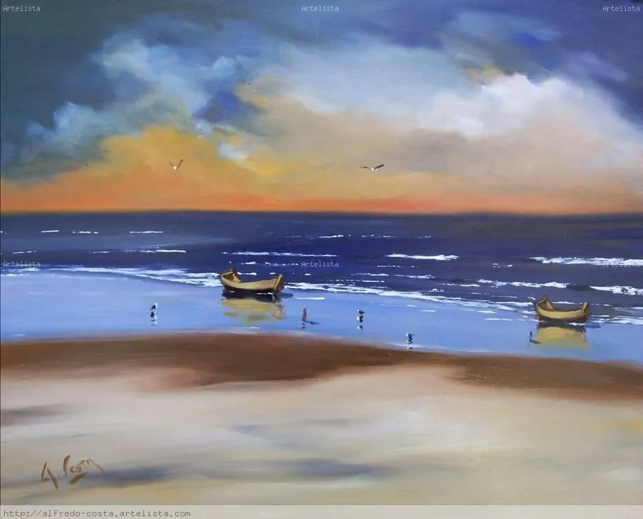 playa al oleo alfredo costa buzio - Artelista.