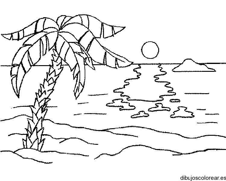 Dibujo del paisaje de una playa | Dibujos para Colorear