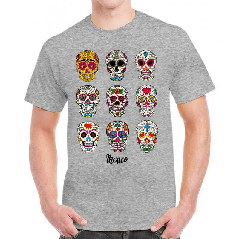 Playera de nueve calaveras mexicanas