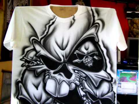 playeras d calaveras y gorilaz 2 -aerografia okami- - YouTube