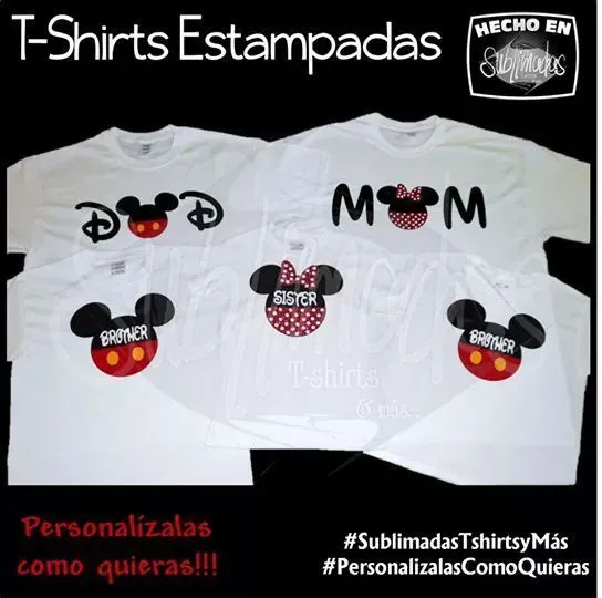 Playeras Estampadas en Vinil - Familia Mickey & Minnie ...