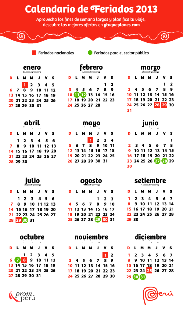 PLUMA DE ÁNGEL CON ALMA PERUANA: Calendario de Feriados 2013 en Perú PLUMA DE ÁNGEL CON ALMA PERUANA: Calendario de Feriados 2013 en Perú