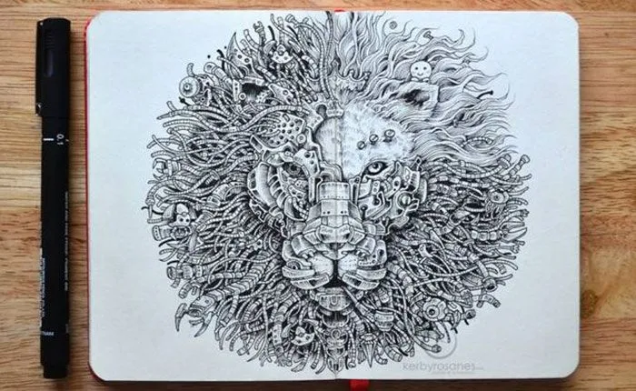 Con sólo una pluma y papel realiza increíbles dibujos (