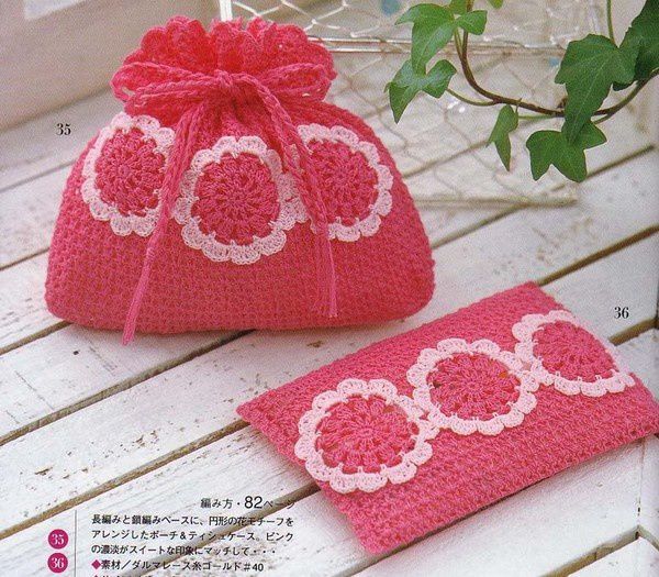 pochettes - Fleurs et Applications au Crochet