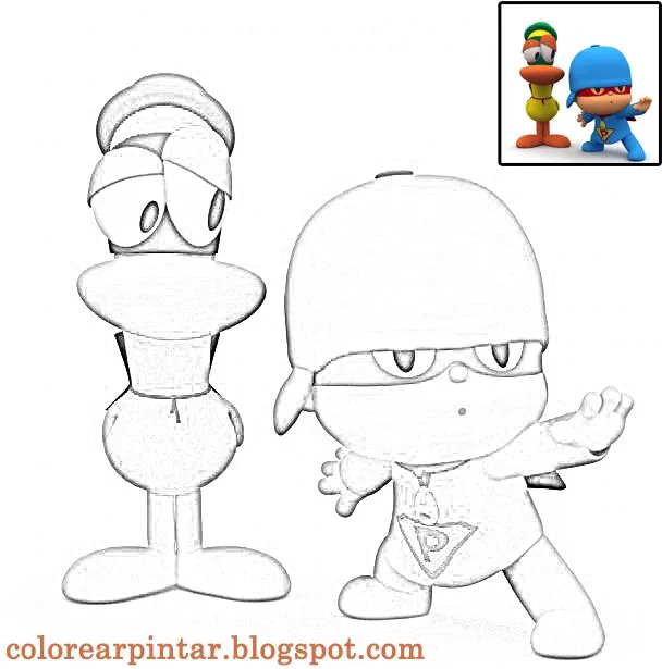 Dibujos - Fondos de escritorio - Imagenes: Dibujo Lineal Pocoyo y Pato Dibujos - Fondos de escritorio - Imagenes: Dibujo Lineal Pocoyo y Pato