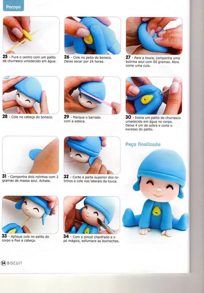 Pocoyo en fondant, paso a paso. | Paso a paso figuras fondant | Pinte…