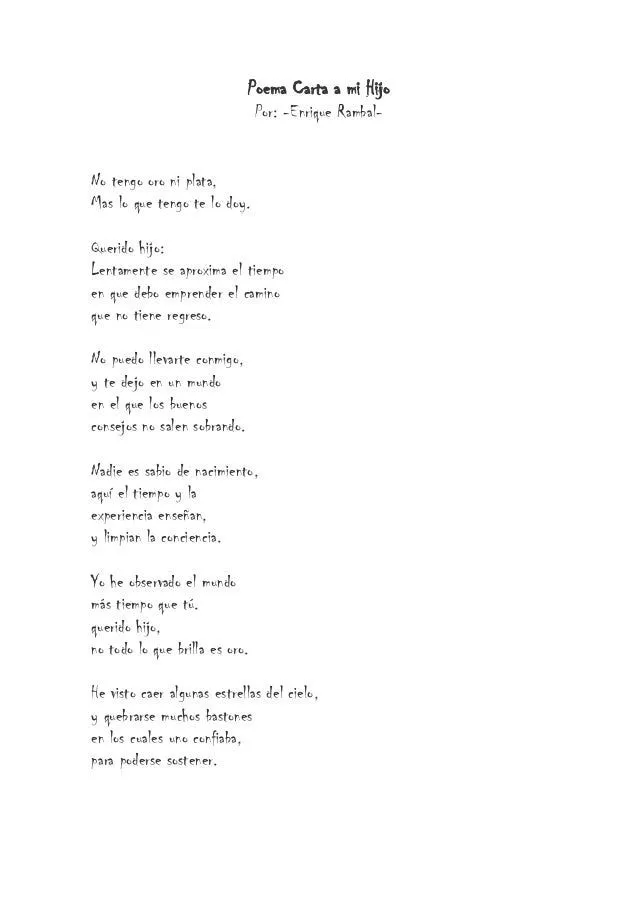 Poema carta a mi hijo - Enrique Rambal