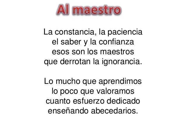 Poema Al maestro