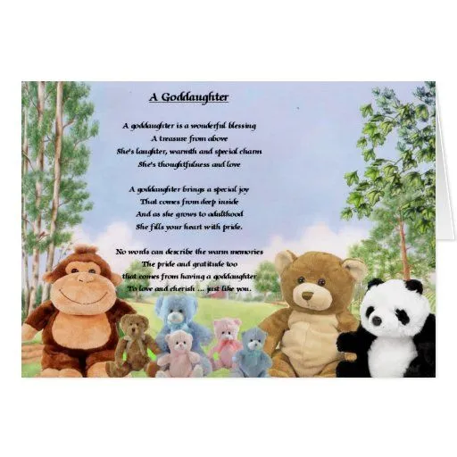 Poema mimoso de la ahijada de los juguetes felicitación | Zazzle