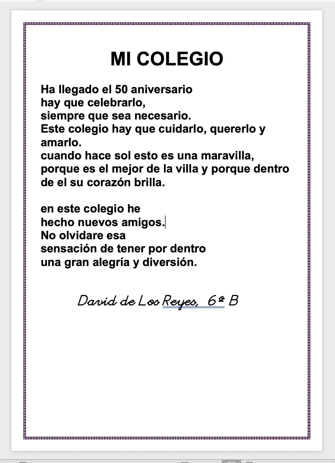 Poemas al “Buenavista» – CEIP BUENAVISTA – 50º ANIVERSARIO Poemas al “Buenavista» – CEIP BUENAVISTA – 50º ANIVERSARIO