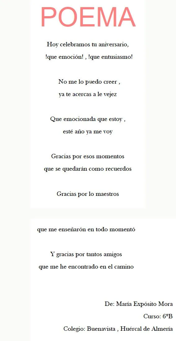 Poemas al “Buenavista» – CEIP BUENAVISTA – 50º ANIVERSARIO Poemas al “Buenavista» – CEIP BUENAVISTA – 50º ANIVERSARIO