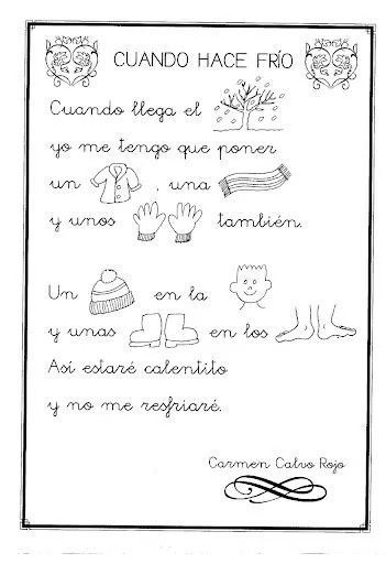 POEMAS DE INVIERNO CON DIBUJOS PARA PINTAR